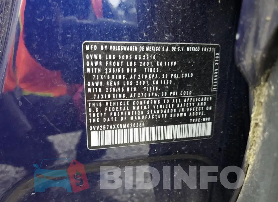 3VV2B7AXXNM026389 Photo# 13