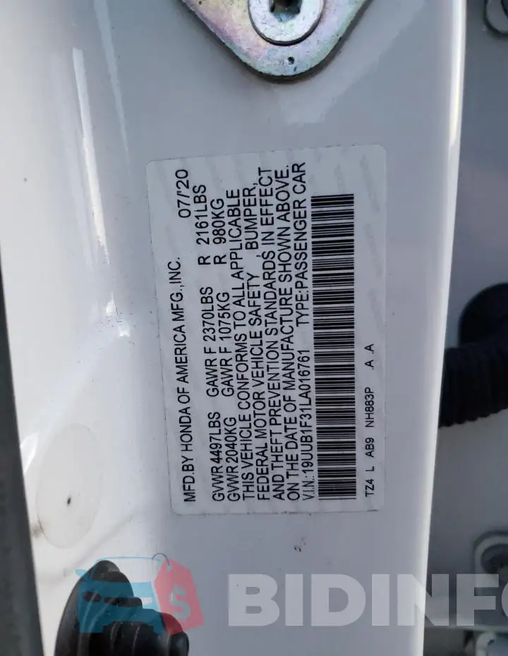 19UUB1F31LA016761 Photo# 12
