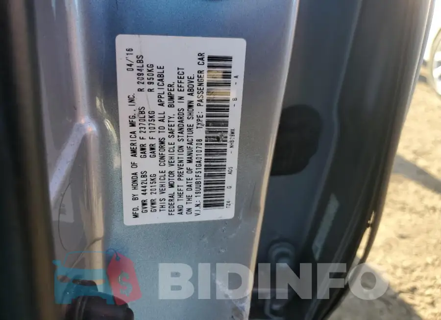 19UUB1F51GA010708 Photo# 12