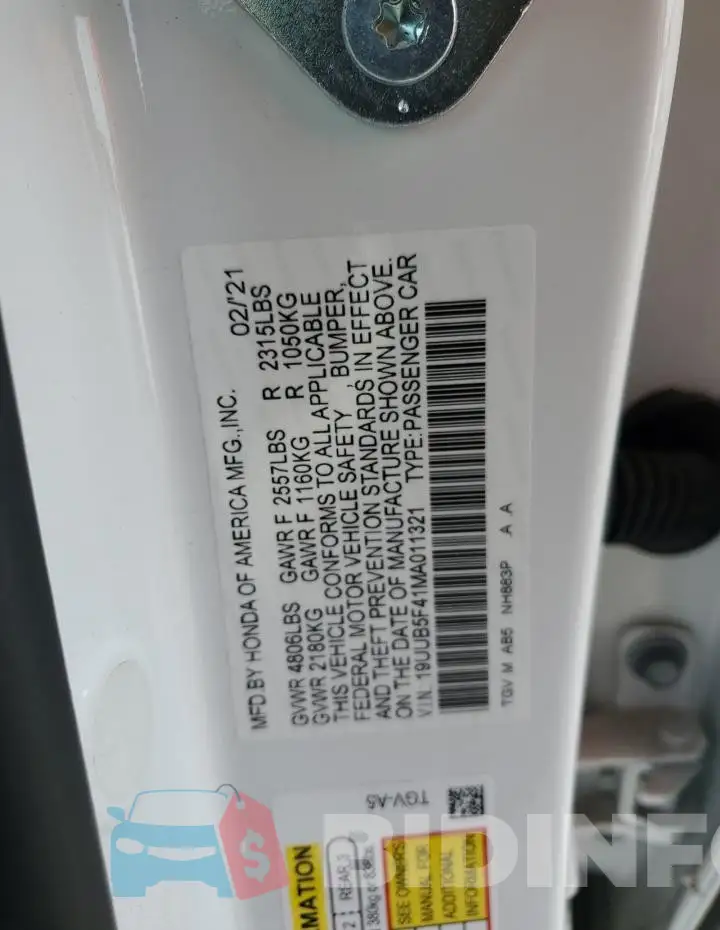 19UUB5F41MA011321 Photo# 12
