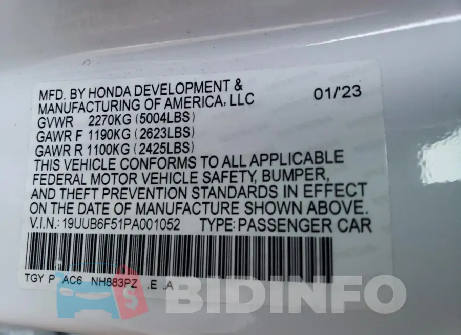 19UUB6F51PA001052 Photo# 12