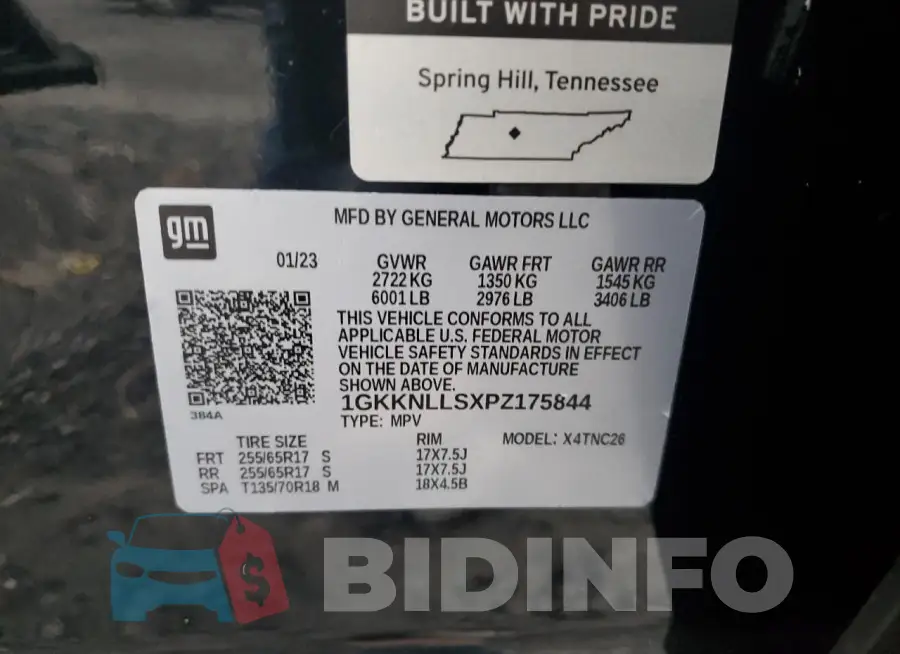 1GKKNLLSXPZ175844 Photo# 13