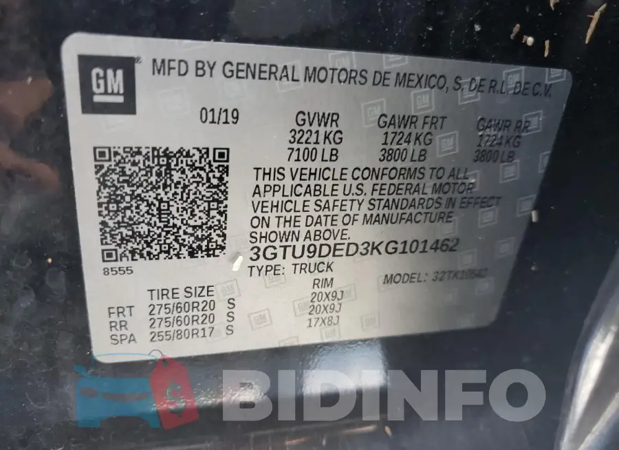 3GTU9DED3KG101462 Photo# 13