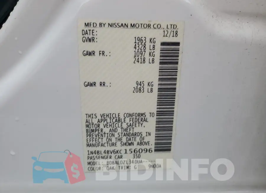 1N4BL4BV6KC156096 Photo# 12