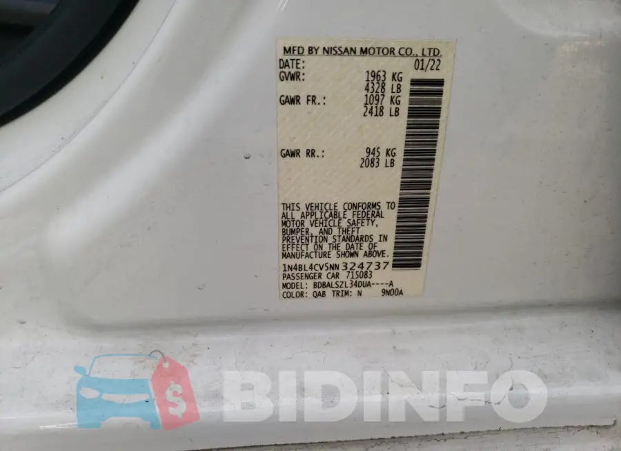 1N4BL4CV5NN324737 Photo# 12