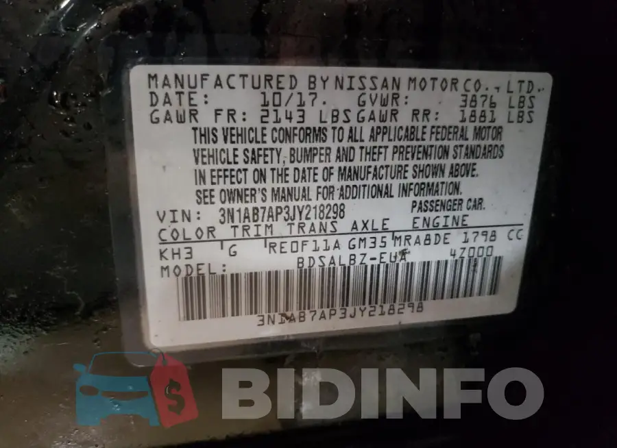 3N1AB7AP3JY218298 Photo# 12