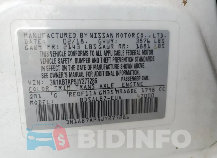 3N1AB7AP5JY277286 Photo# 13