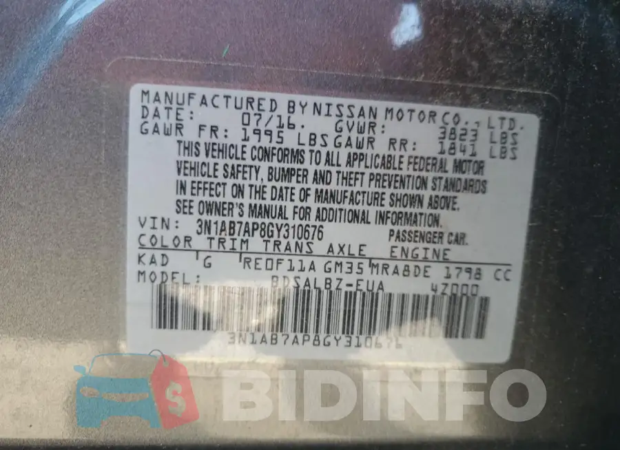 3N1AB7AP8GY310676 Photo# 12