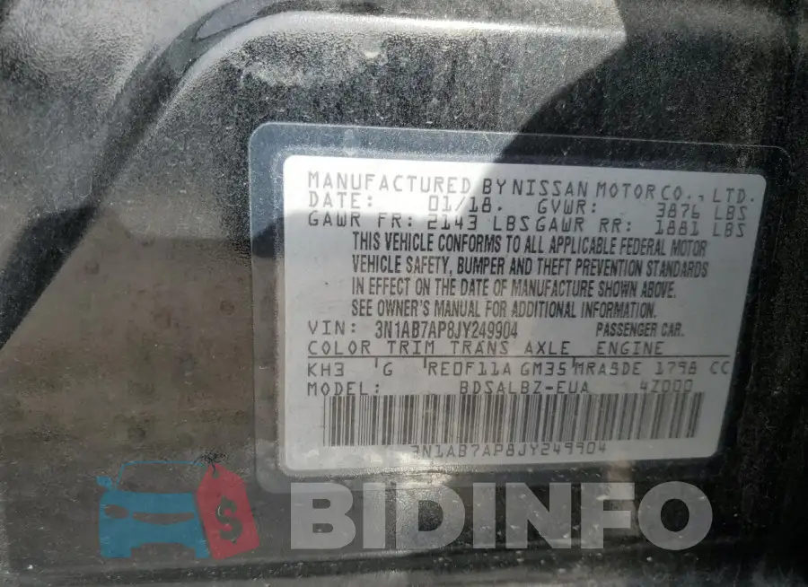 3N1AB7AP8JY249904 Photo# 12