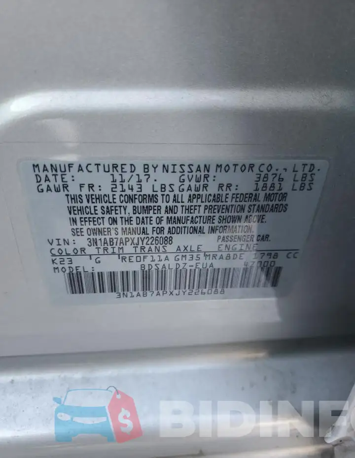 3N1AB7APXJY226088 Photo# 12
