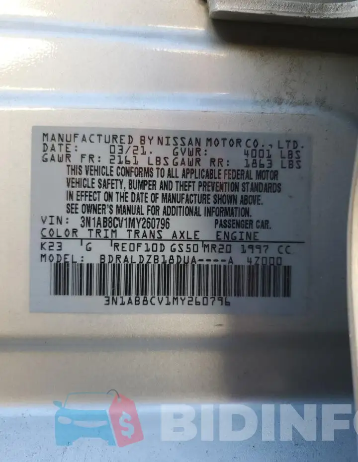 3N1AB8CV1MY260796 Photo# 12