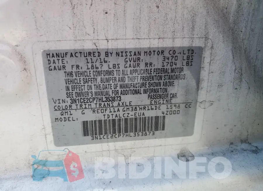 3N1CE2CP7HL353873 Photo# 12