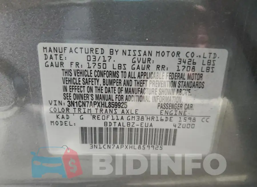 3N1CN7APXHL859925 Photo# 12