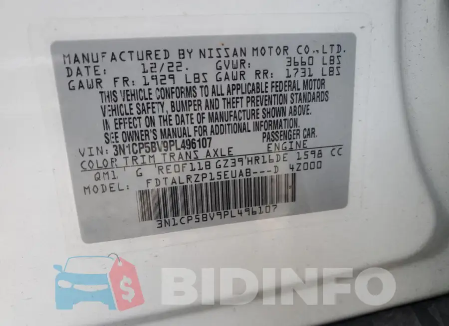 3N1CP5BV9PL496107 Photo# 14