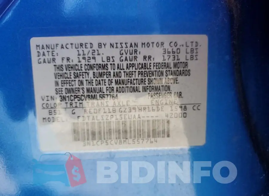 3N1CP5CV8ML557764 Photo# 13