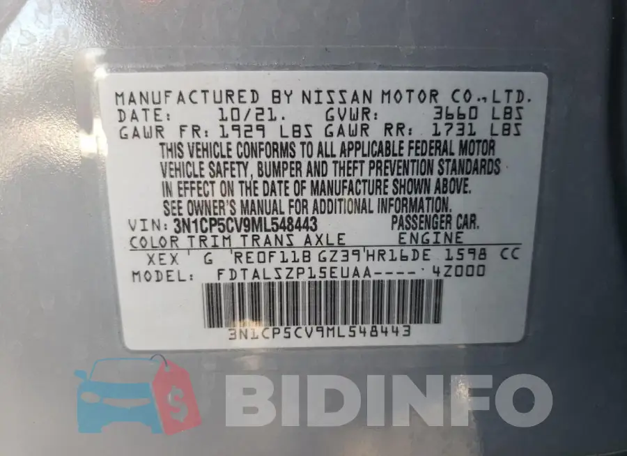 3N1CP5CV9ML548443 Photo# 14