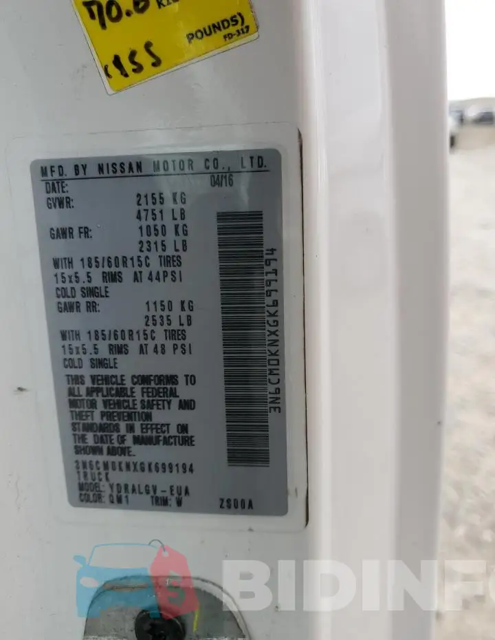 3N6CM0KNXGK699194 Photo# 13