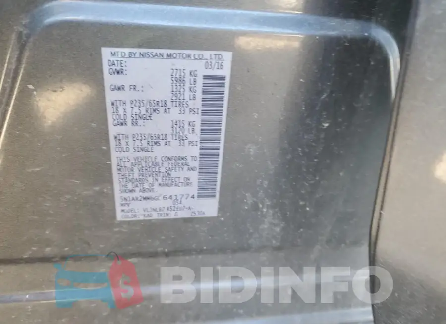 5N1AR2MM6GC641774 Photo# 12