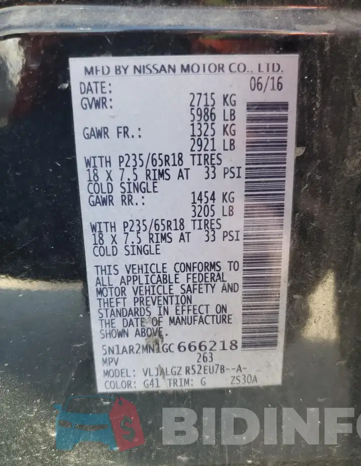 5N1AR2MN1GC666218 Photo# 13