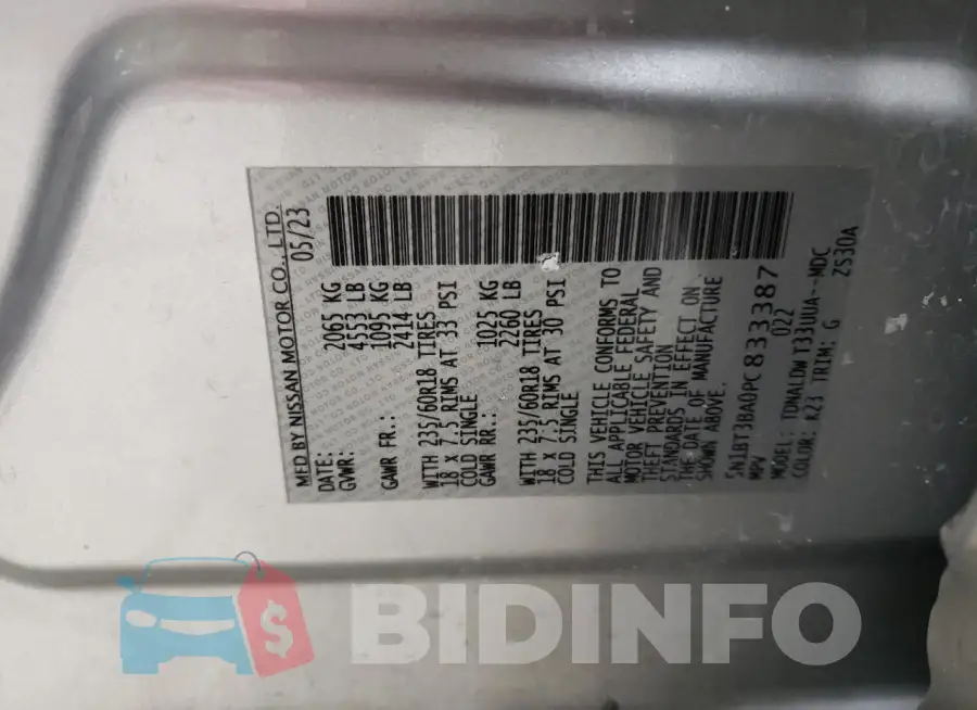 5N1BT3BA0PC833387 Photo# 13