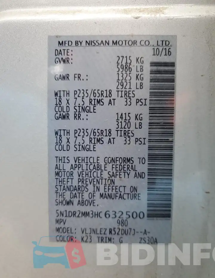 5N1DR2MM3HC632500 Photo# 13