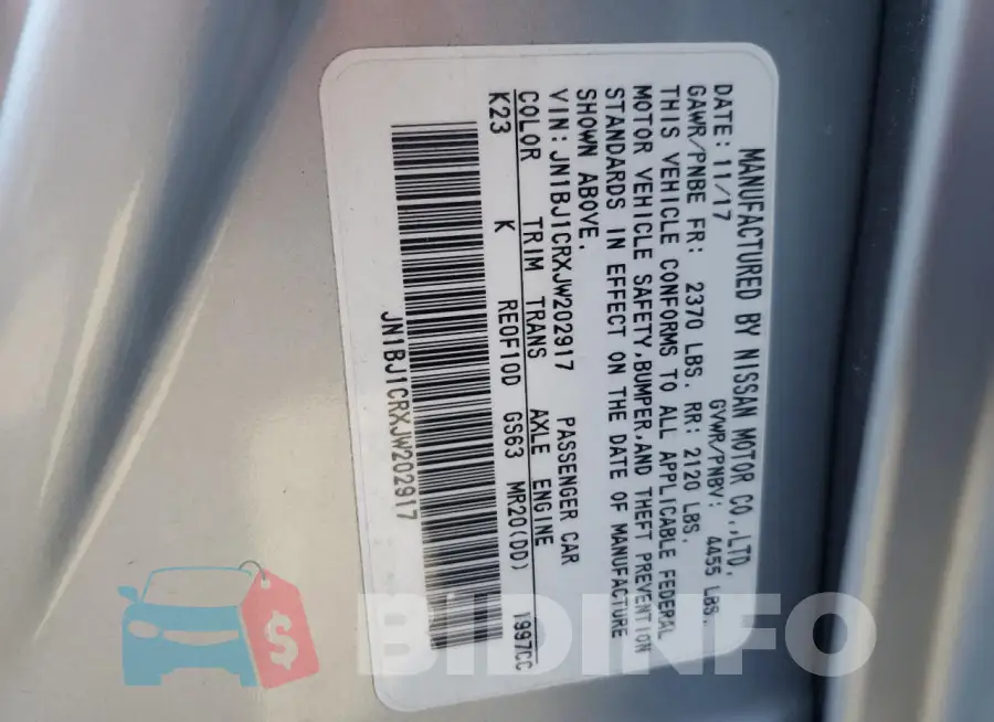 JN1BJ1CRXJW202917 Photo# 13