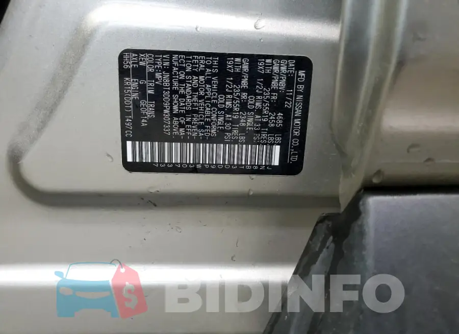 JN8BT3DD9PW307337 Photo# 13