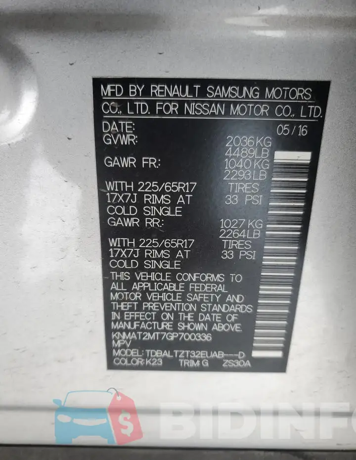 KNMAT2MT7GP700336 Photo# 13