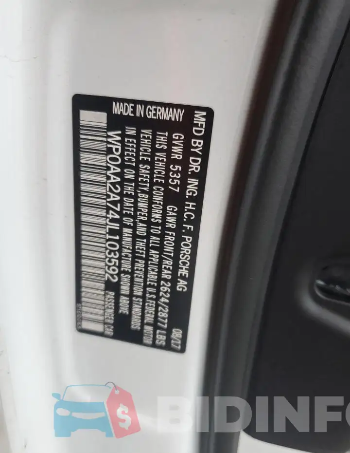 WP0AA2A74JL103592 Photo# 12