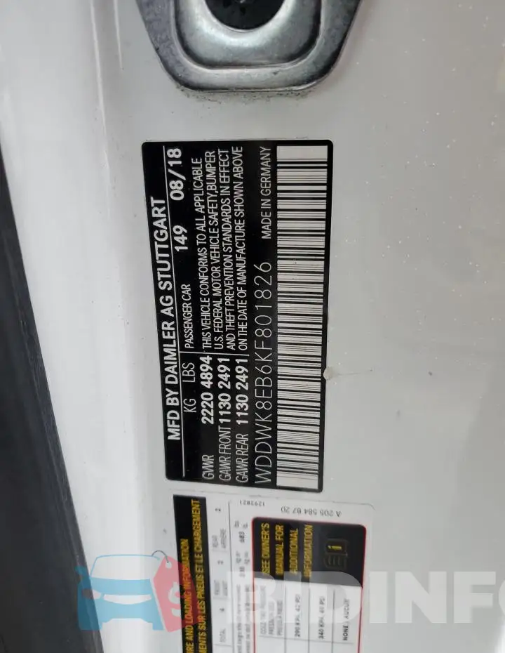 WDDWK8EB6KF801826 Photo# 13