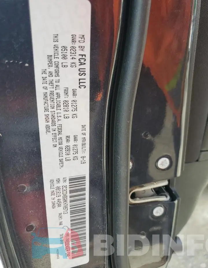 2C3CDXBG0KH705713 Photo# 13