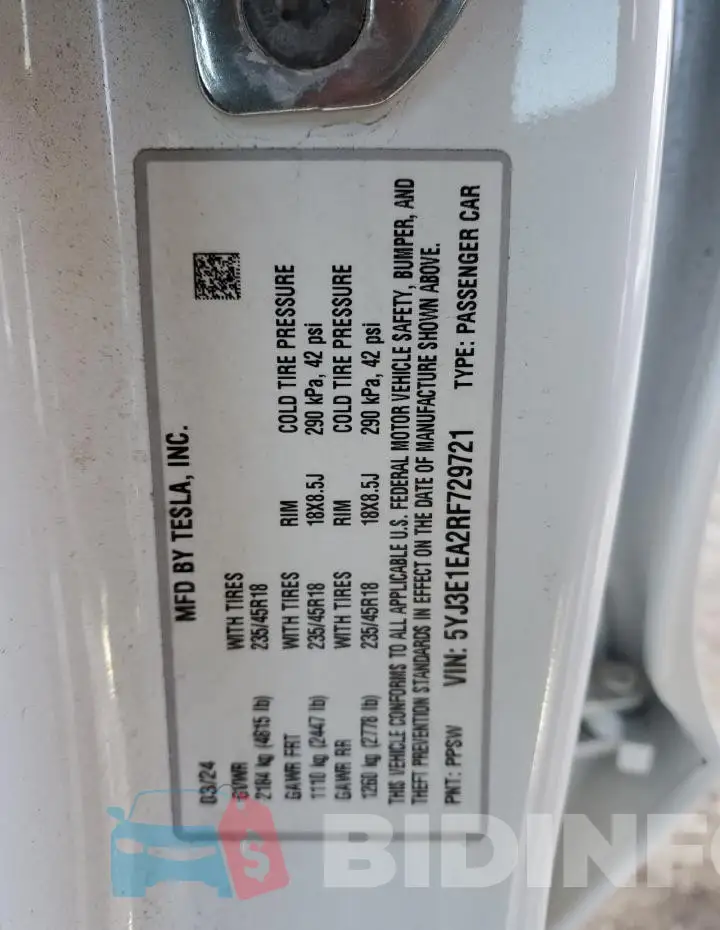 5YJ3E1EA2RF729721 Photo# 12