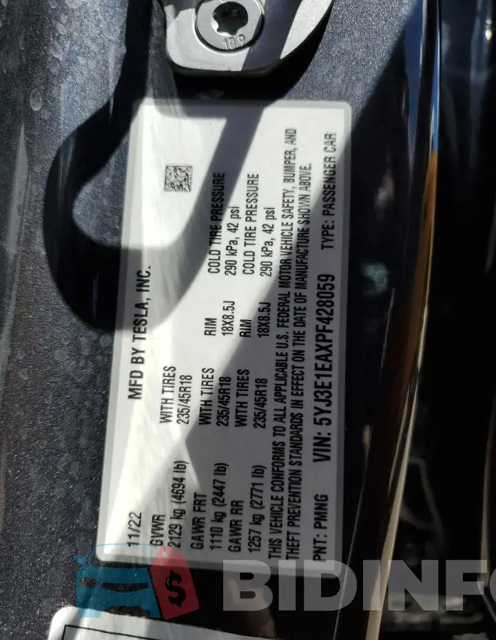 5YJ3E1EAXPF428059 Photo# 12