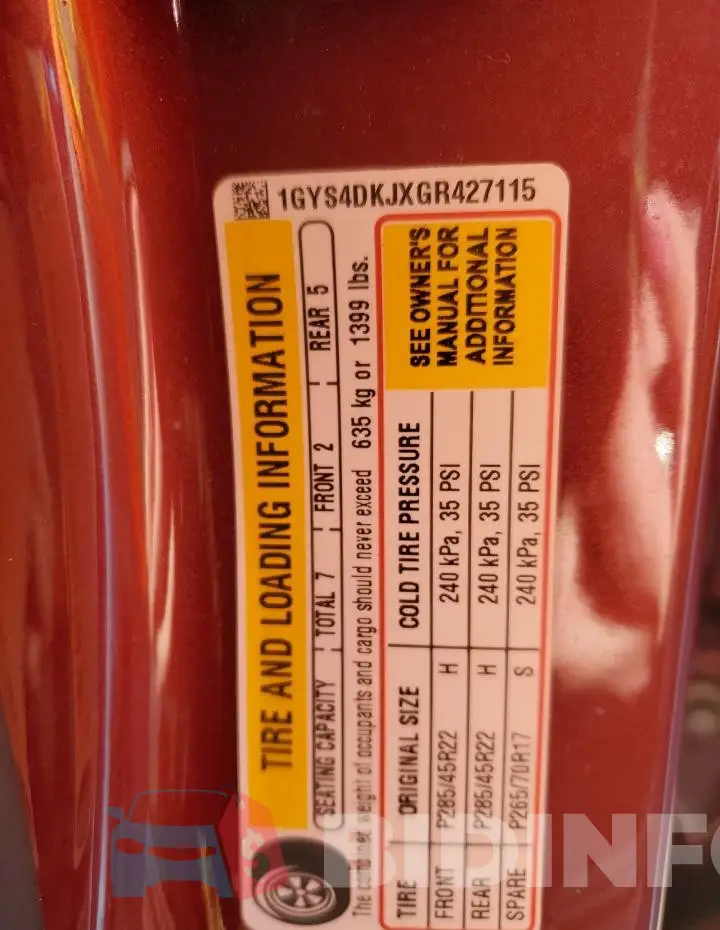 1GYS4DKJXGR427115 Photo# 13