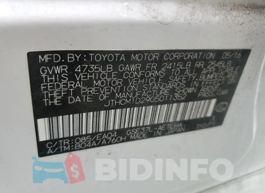 JTHCM1D29G5011352 Photo# 12