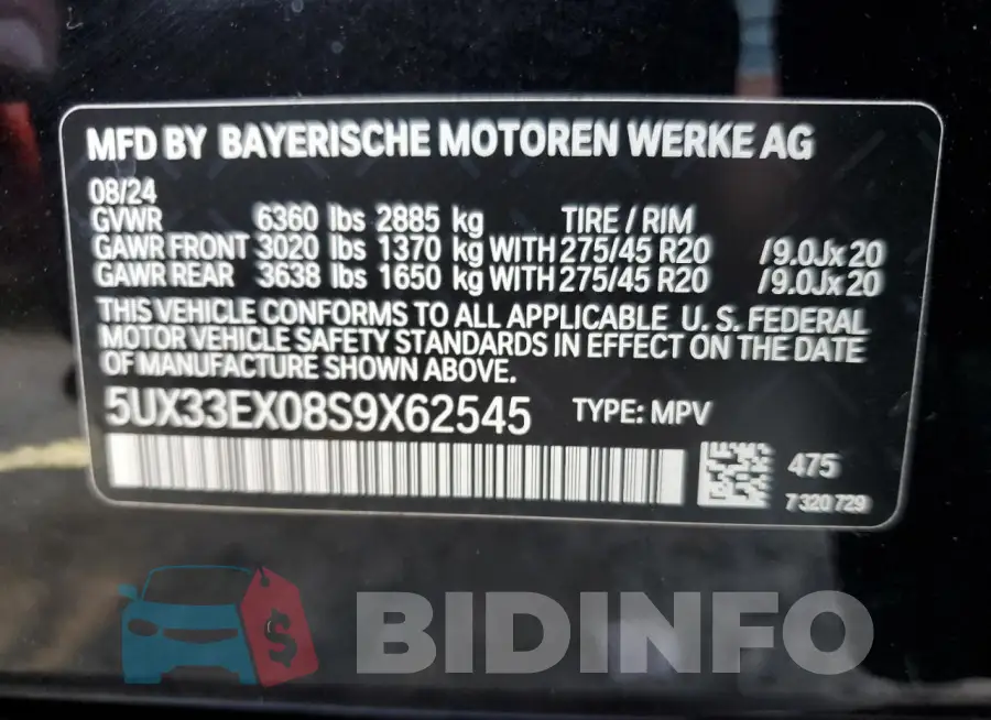 5UX33EX08S9X62545 Photo# 13