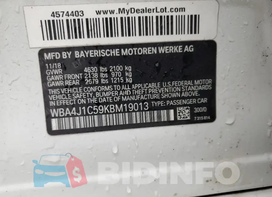 WBA4J1C59KBM19013 Photo# 13