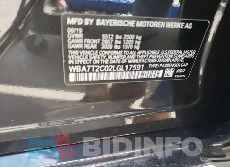 WBA7T2C02LGL17591 Photo# 12