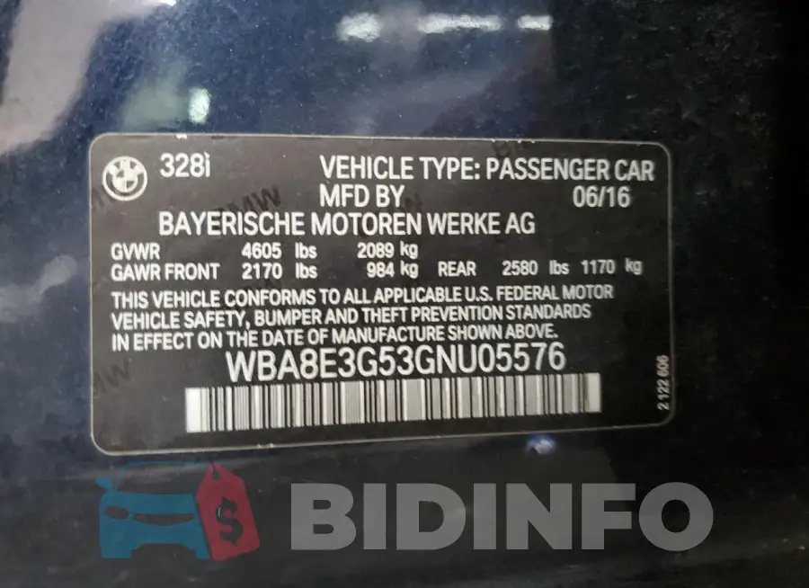WBA8E3G53GNU05576 Photo# 13