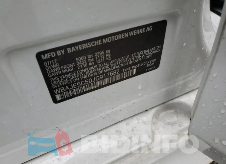WBAJE5C50JG917682 Photo# 13