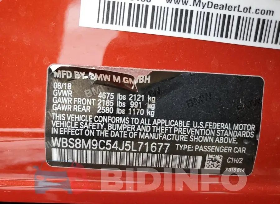WBS8M9C54J5L71677 Photo# 12