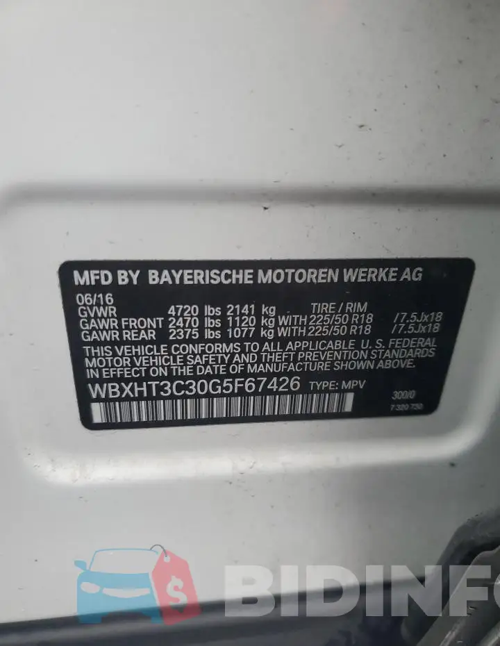 WBXHT3C30G5F67426 Photo# 13