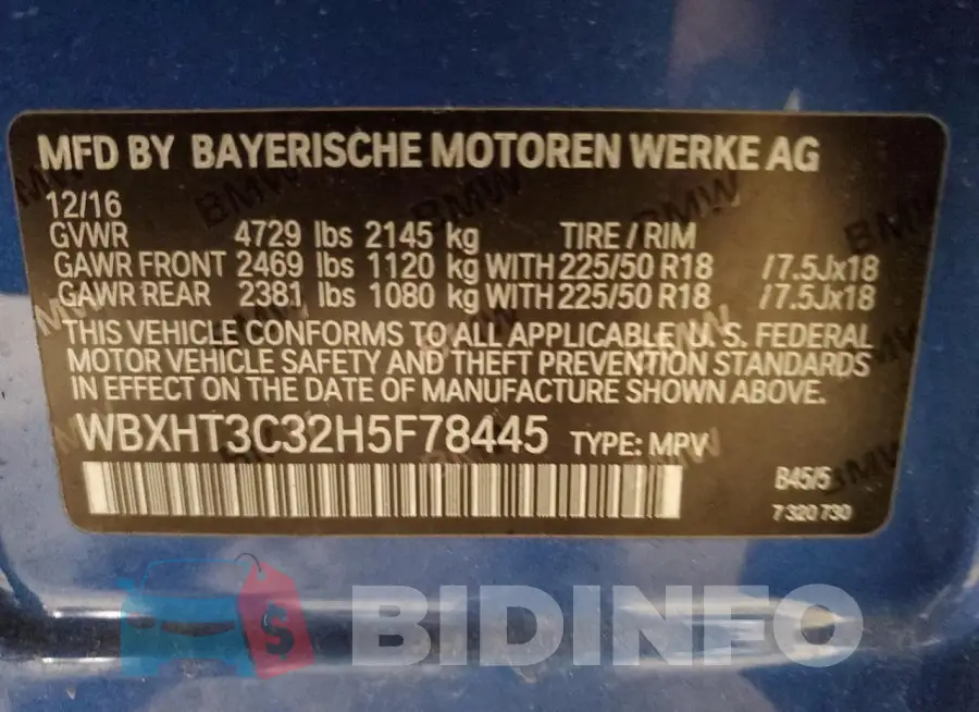 WBXHT3C32H5F78445 Photo# 13