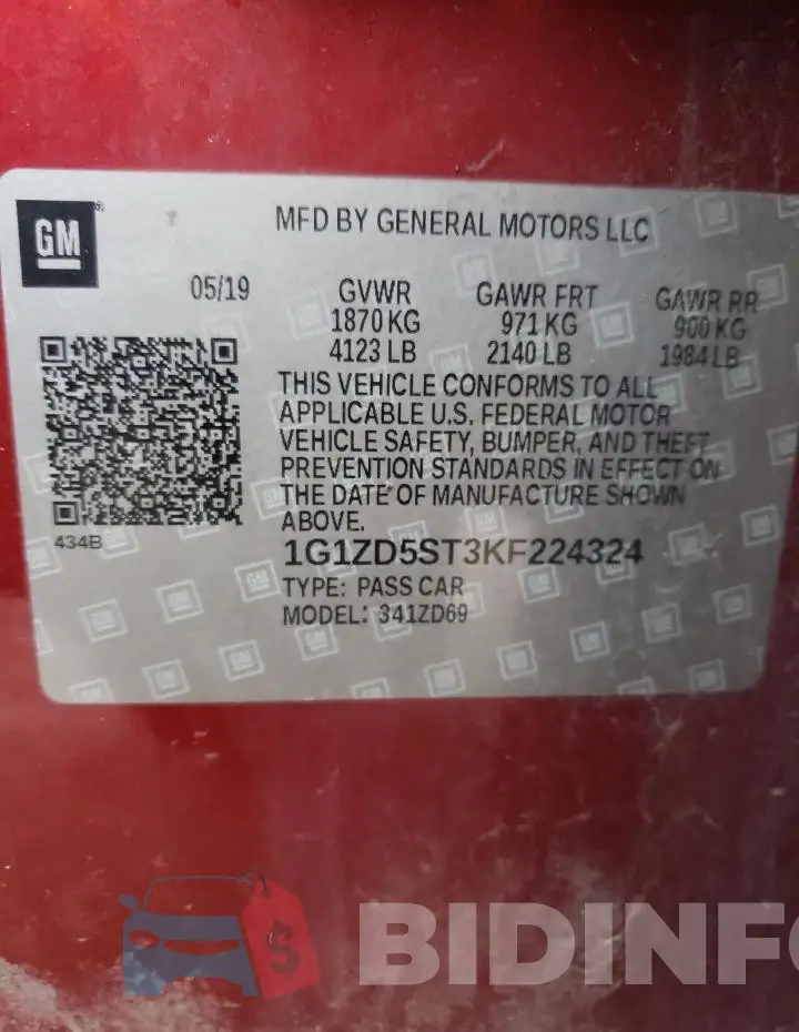 1G1ZD5ST3KF224324 Photo# 12