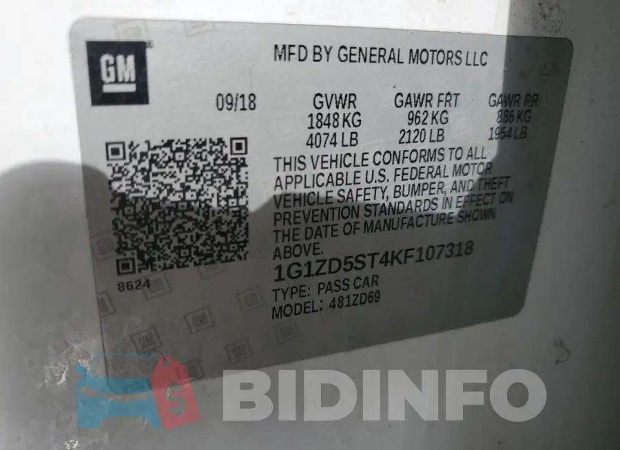 1G1ZD5ST4KF107318 Photo# 12