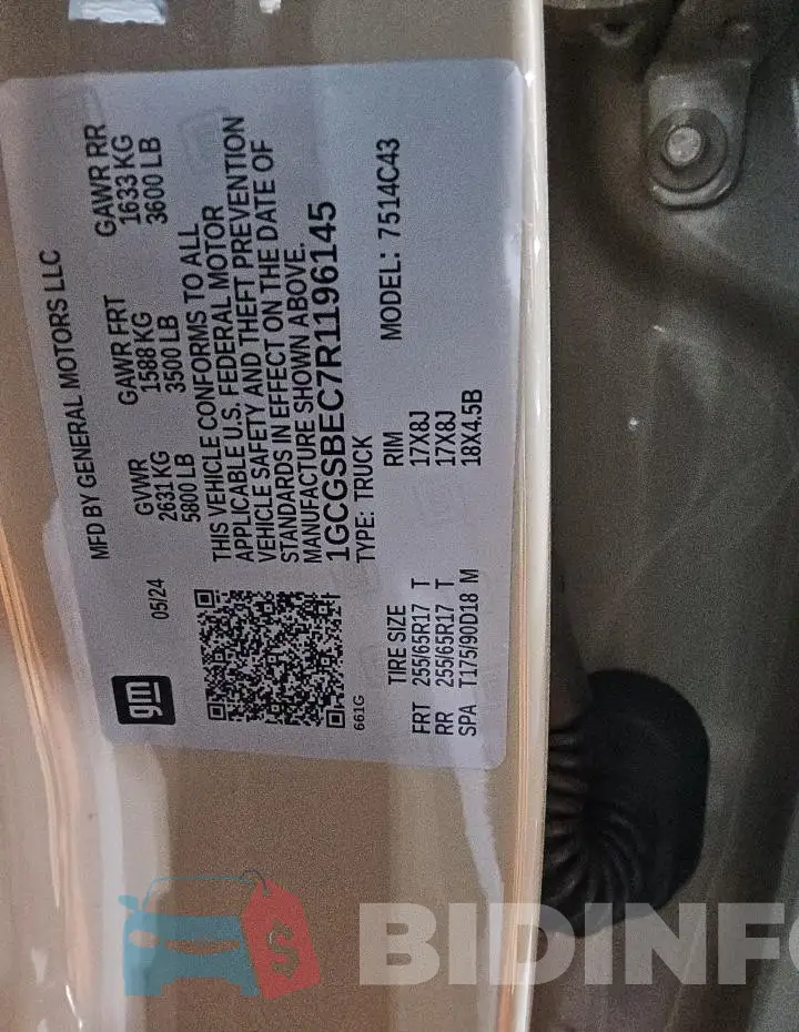 1GCGSBEC7R1196145 Photo# 13