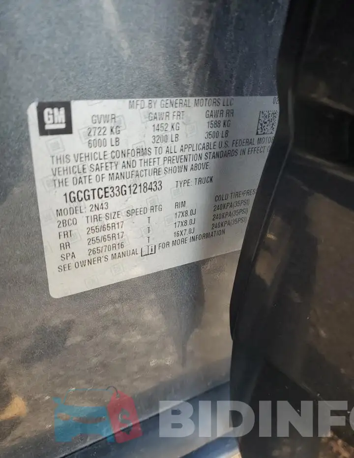1GCGTCE33G1218433 Photo# 12