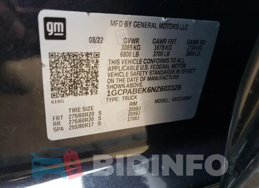 1GCPABEK6NZ603328 Photo# 13