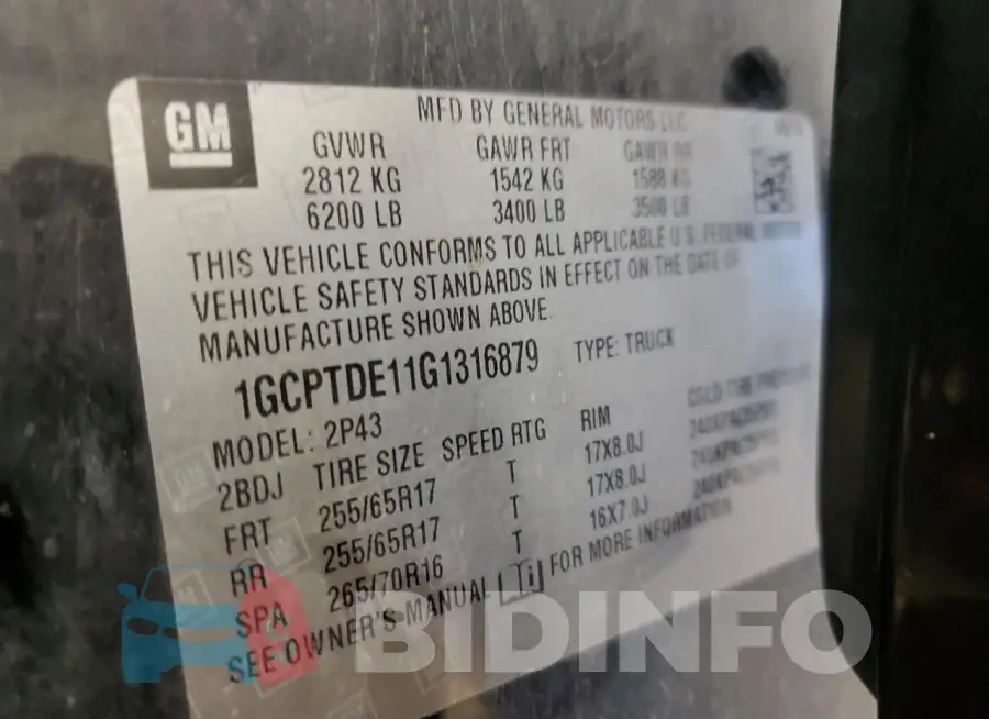 1GCPTDE11G1316879 Photo# 13