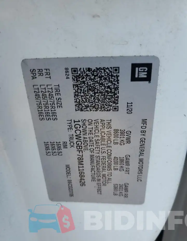 1GCWGBF78M1168426 Photo# 13